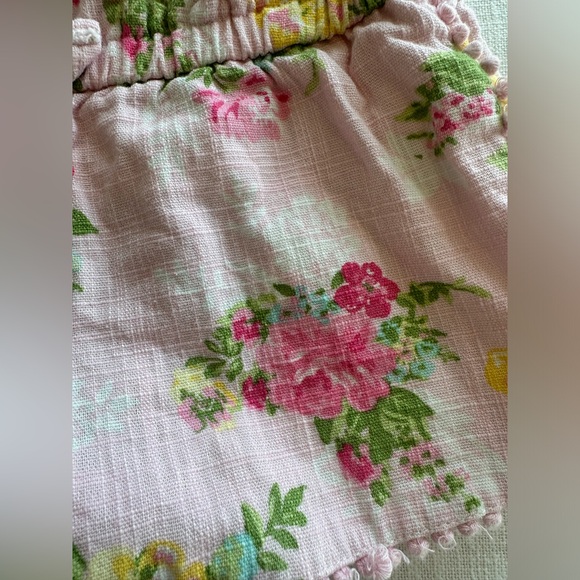 4T GIRLS PINK LINEN FLORAL ROMPER - Picture 5 of 7